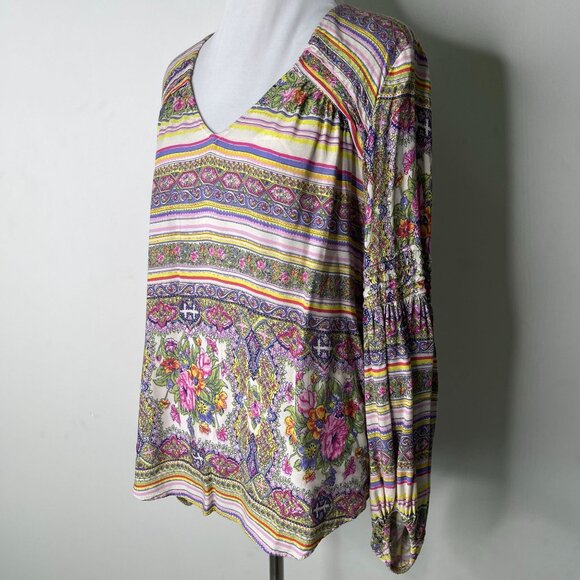 Maeve by Anthropologie Women's Yellow Ceresco Peasant Boho Floral Blouse Small - Picture 3 of 10